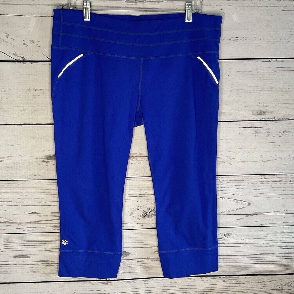 Athleta Relay Leggings Women's Size XL Blue Cropped Yoga Pants Athletic‎ Wear